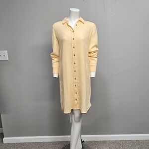 J.‎ Crew Midi Shirt Dress Women Size 2 Butter Yellow Gauze Cotton Classic Fit